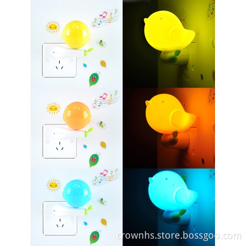 New AC Plug Bird AC110-220V Wall Socket Light-control Sensor LED Night Light Bedroom lamp